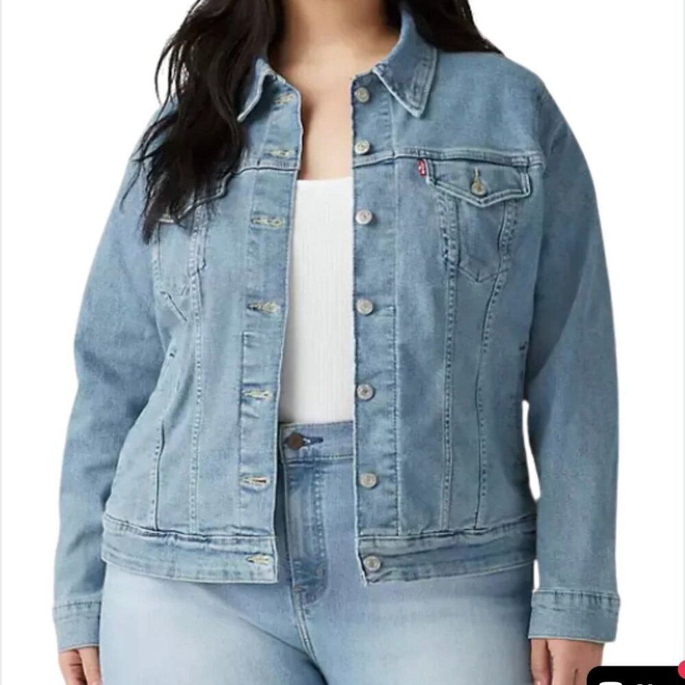 Levi's NWT Sz 4X Jeanie Medium Wash Plus Slim Fit Original Trucker Jean Jacket - Picture 2 of 11